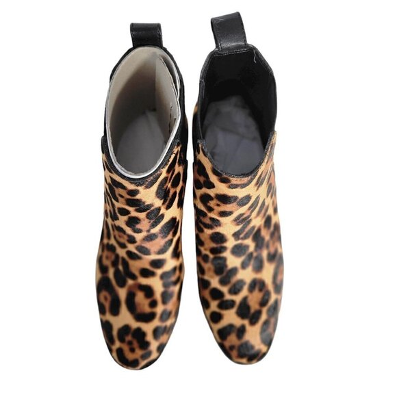 Leopard Animal Print Leather Chelsea Ankle Boots Booties Women | Size 6 - Picture 9 of 16